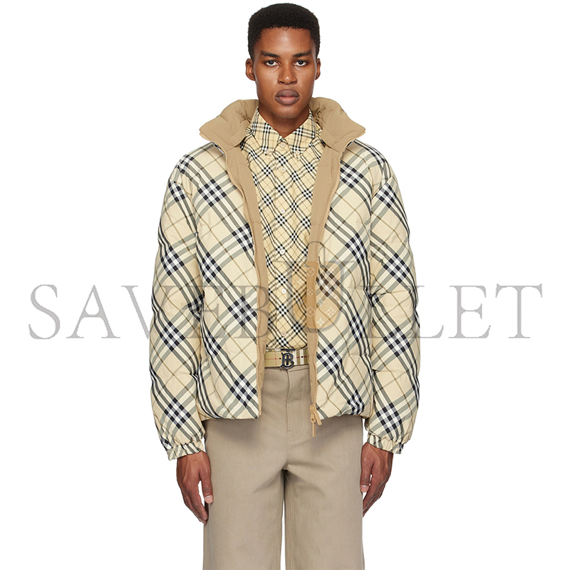 BURBERRY BEIGE CHECK PUFFER REVERSIBLE DOWN JACKET 